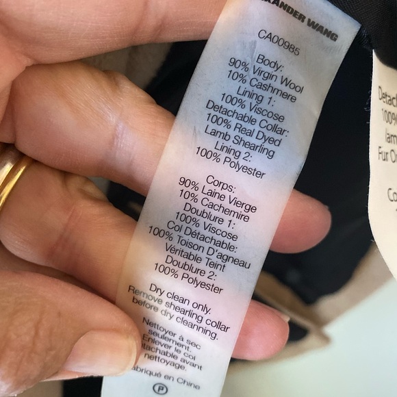 T Alexander Wang Tan Pea Coat Double Breasted Jacket detachable Fur Collar Sz 0 - Picture 7 of 13